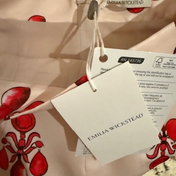 EMILIA WICKSTEAD Lorinda Printed Faille Midi Skirt In Pink and Red BNWT Size 4 - Picture 14 of 14